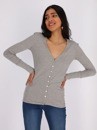 OR Jackets & Cardigans Basic Buttoned Jumper with V Neck