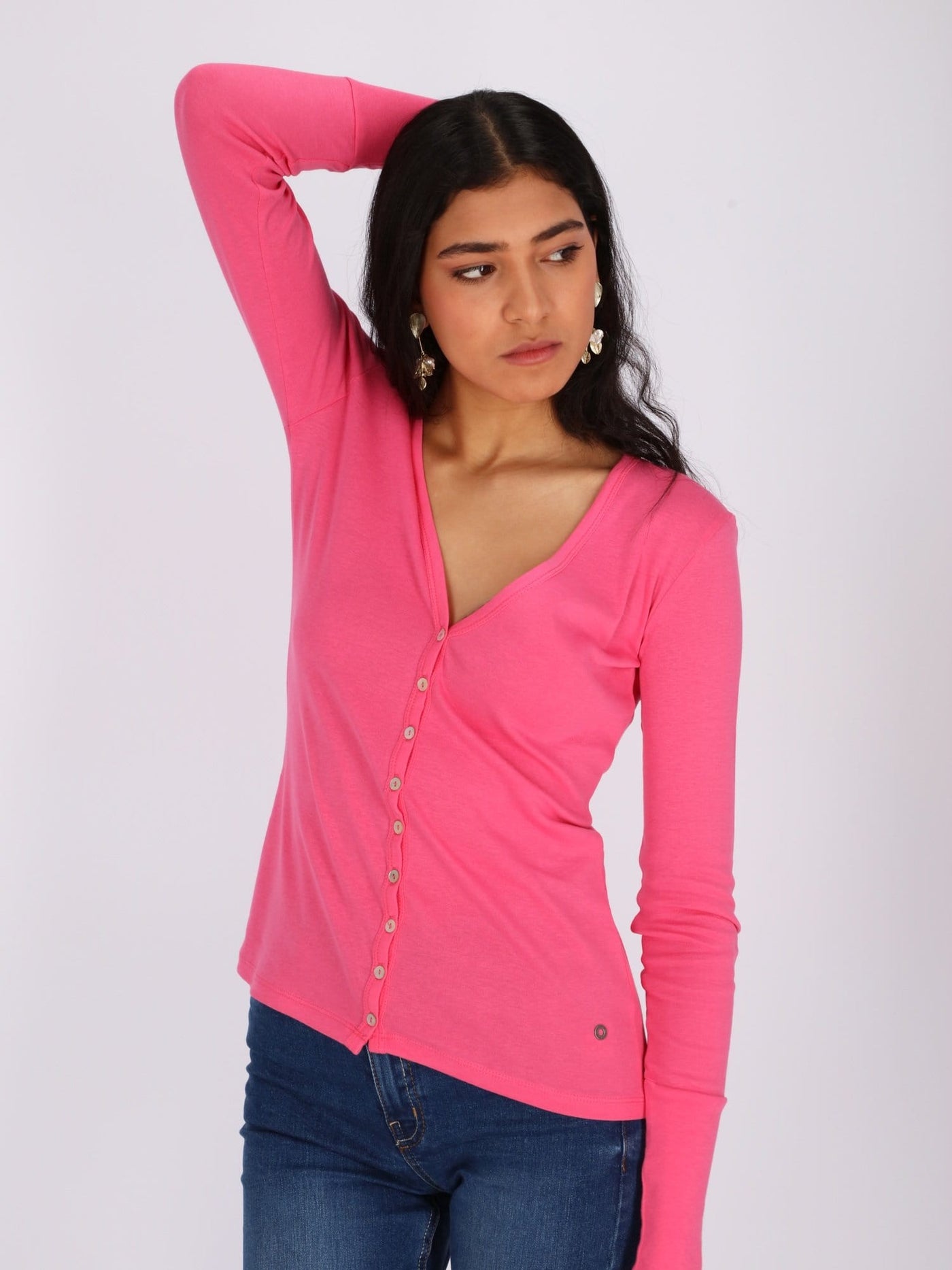 OR Jackets & Cardigans Basic Buttoned Jumper with V Neck