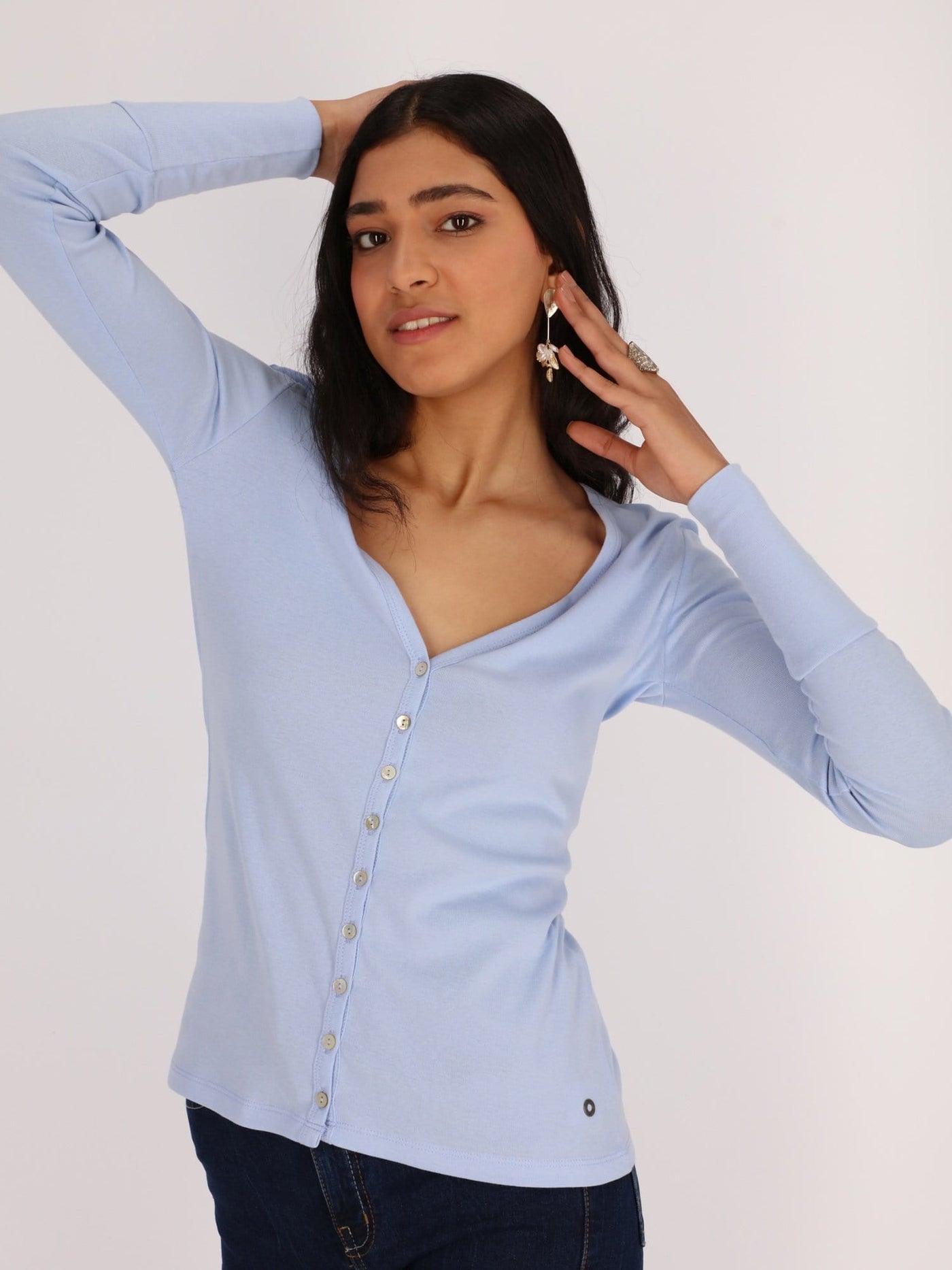 OR Jackets & Cardigans Serenity - V52 / L Basic Buttoned Jumper with V Neck