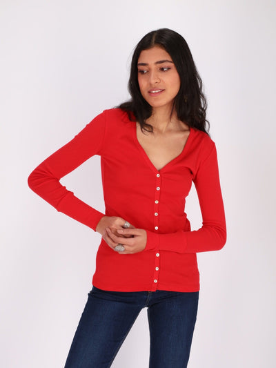 OR Jackets & Cardigans Basic Buttoned Jumper with V Neck