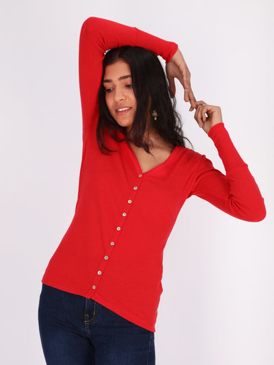 OR Jackets & Cardigans Basic Buttoned Jumper with V Neck