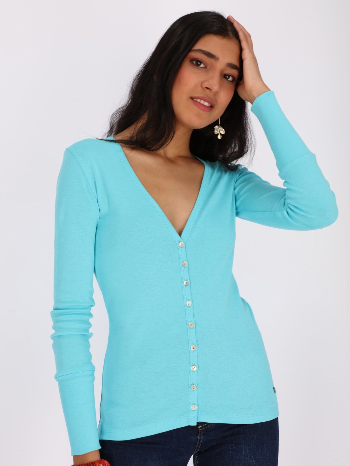 OR Jackets & Cardigans Basic Buttoned Jumper with V Neck