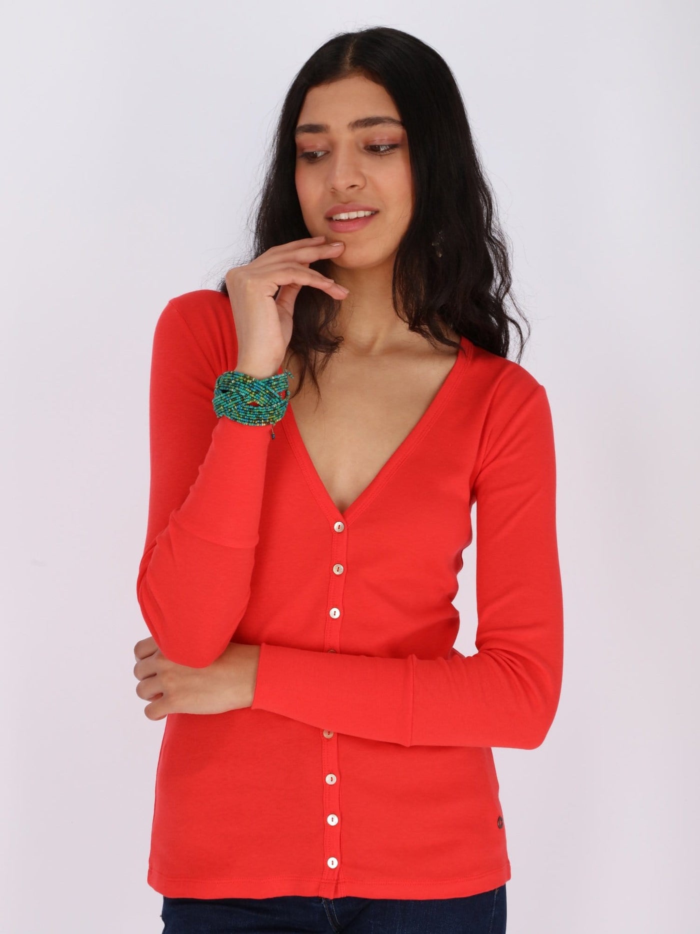 OR Jackets & Cardigans Salsa - V63 / L Basic Buttoned Jumper with V Neck