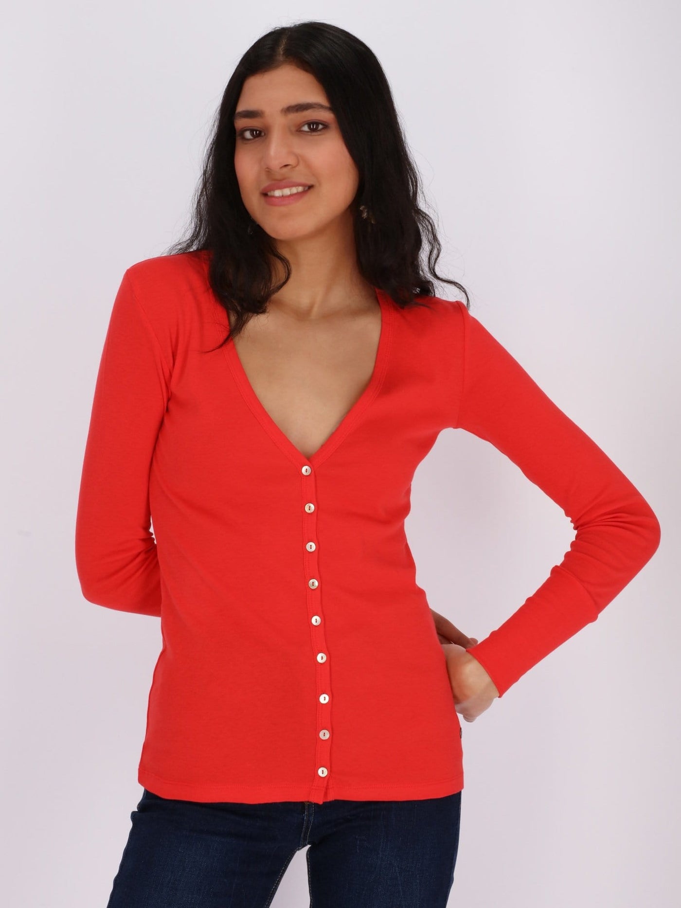 OR Jackets & Cardigans Basic Buttoned Jumper with V Neck