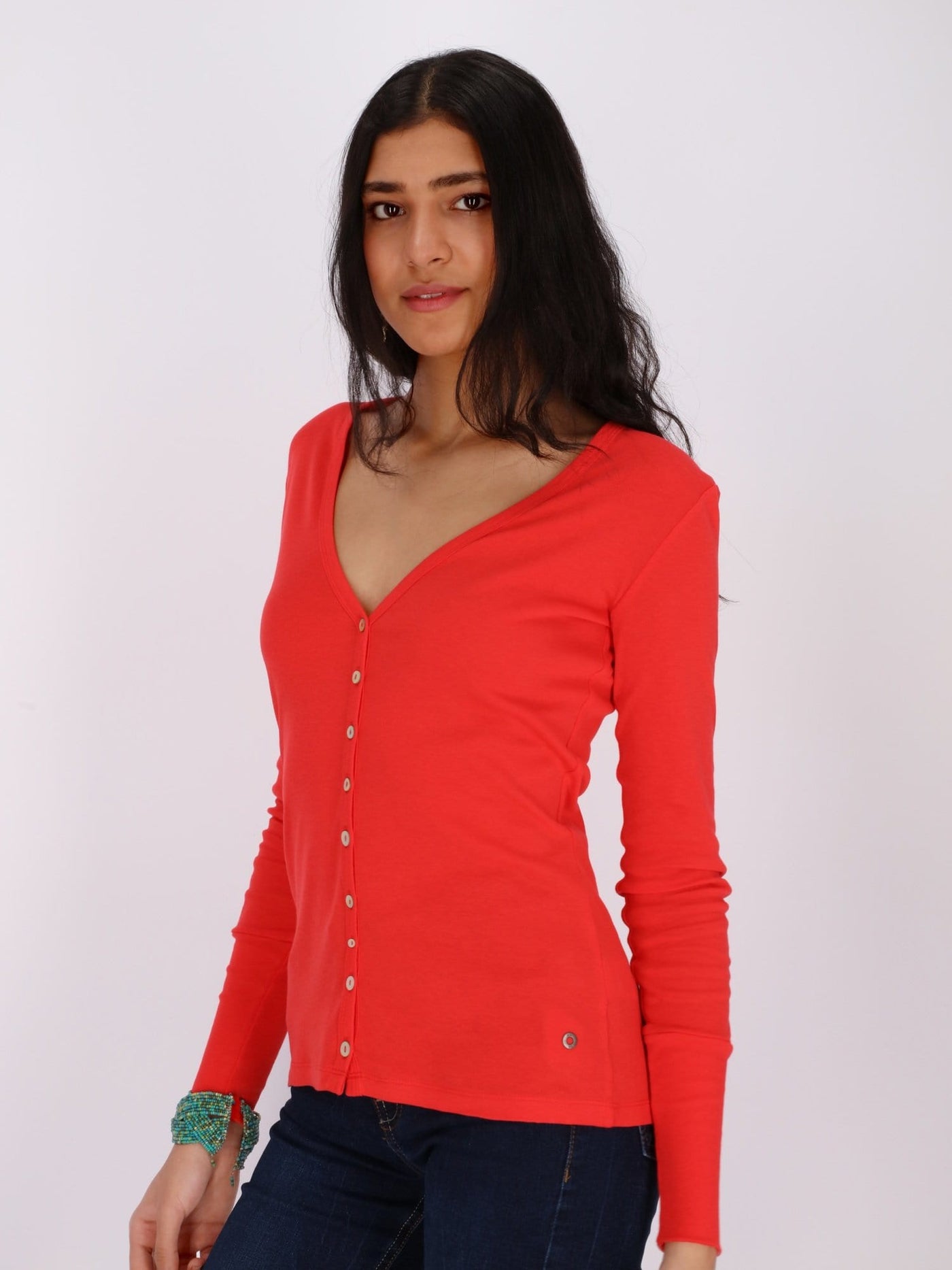 OR Jackets & Cardigans Basic Buttoned Jumper with V Neck