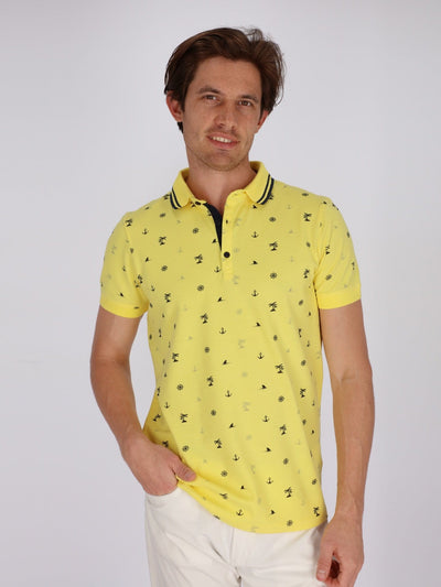 OR Polos Yellow / S Caribbean Pattern Polo Shirt