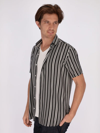 OR Shirts Black / S Vertical Striped Short Sleeve Casual Shirt