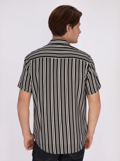 OR Shirts Vertical Striped Short Sleeve Casual Shirt