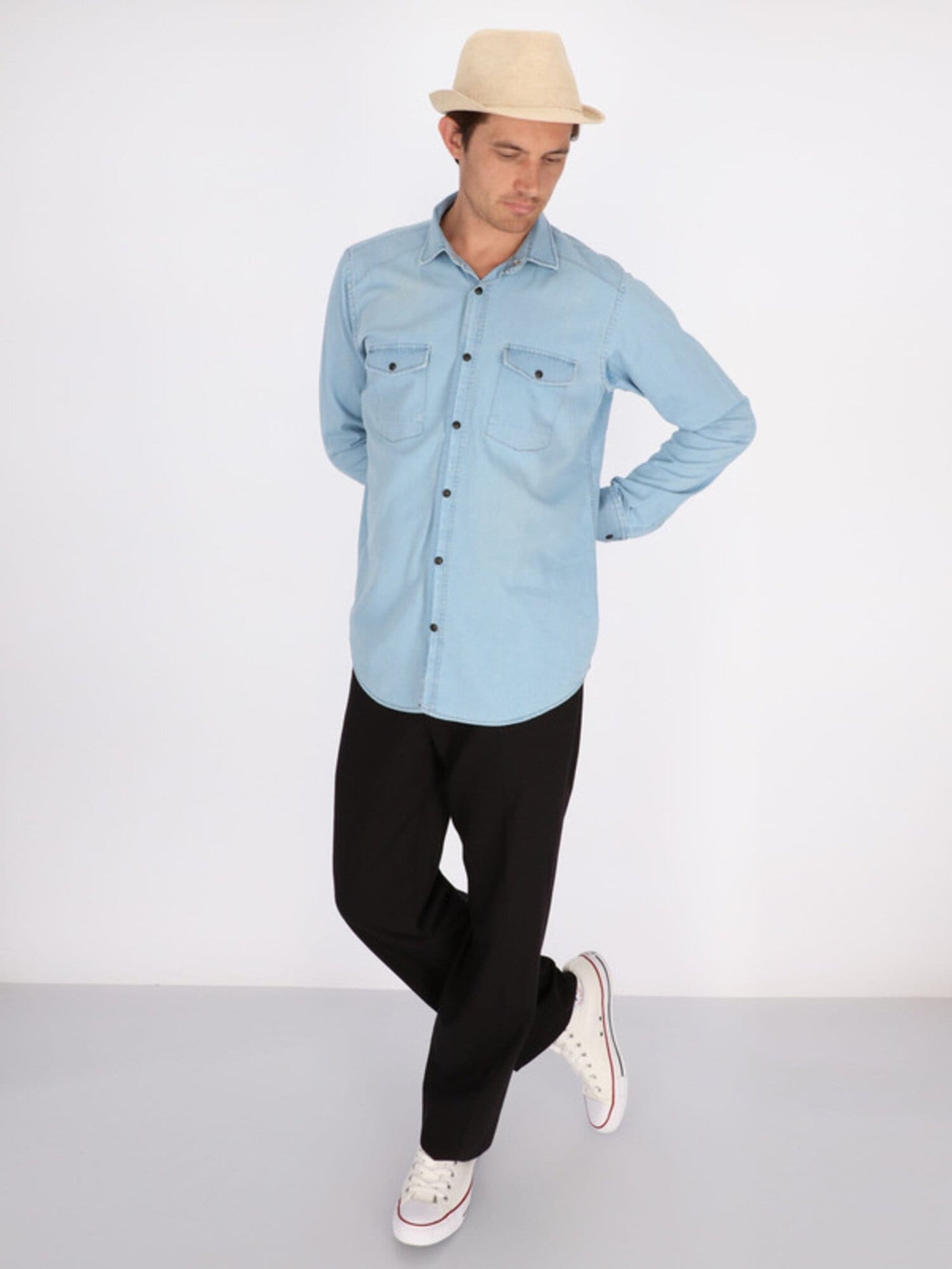 OR Shirts Long Sleeve Denim Shirt with Chest Pockets