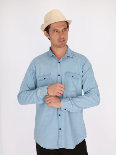 OR Shirts Long Sleeve Denim Shirt with Chest Pockets