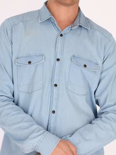 OR Shirts Long Sleeve Denim Shirt with Chest Pockets