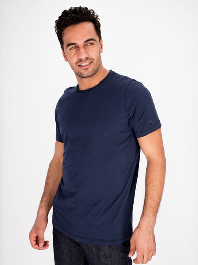 Daniel Hechter T-Shirts Dark Navy / S Raw Trim Round Neck Short Sleeve T-Shirt