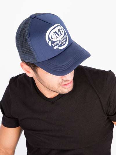 OR Hats Navy / Os Front Text Print Round Net Baseball Cap