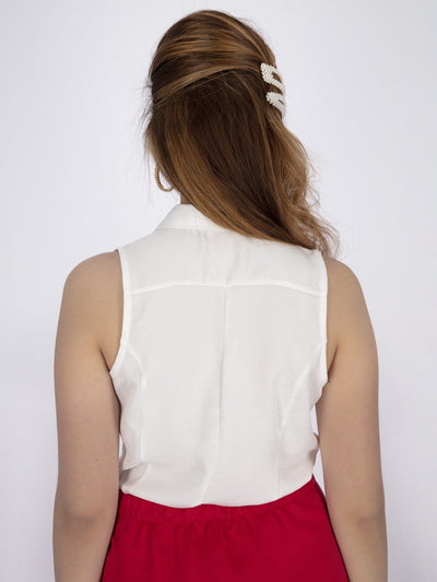 OR Tops & Blouses Basic Sleeveless Shirt with Turn-Down Collar