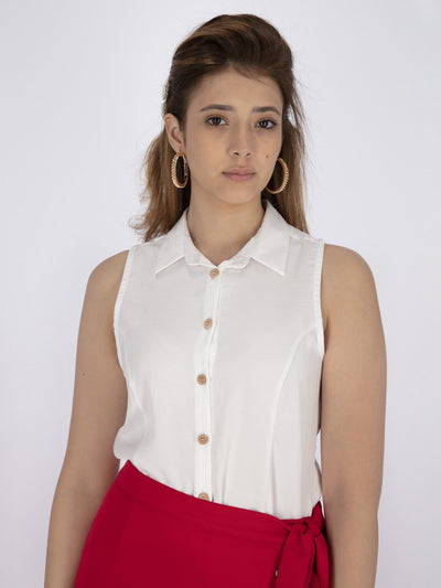 OR Tops & Blouses Basic Sleeveless Shirt with Turn-Down Collar