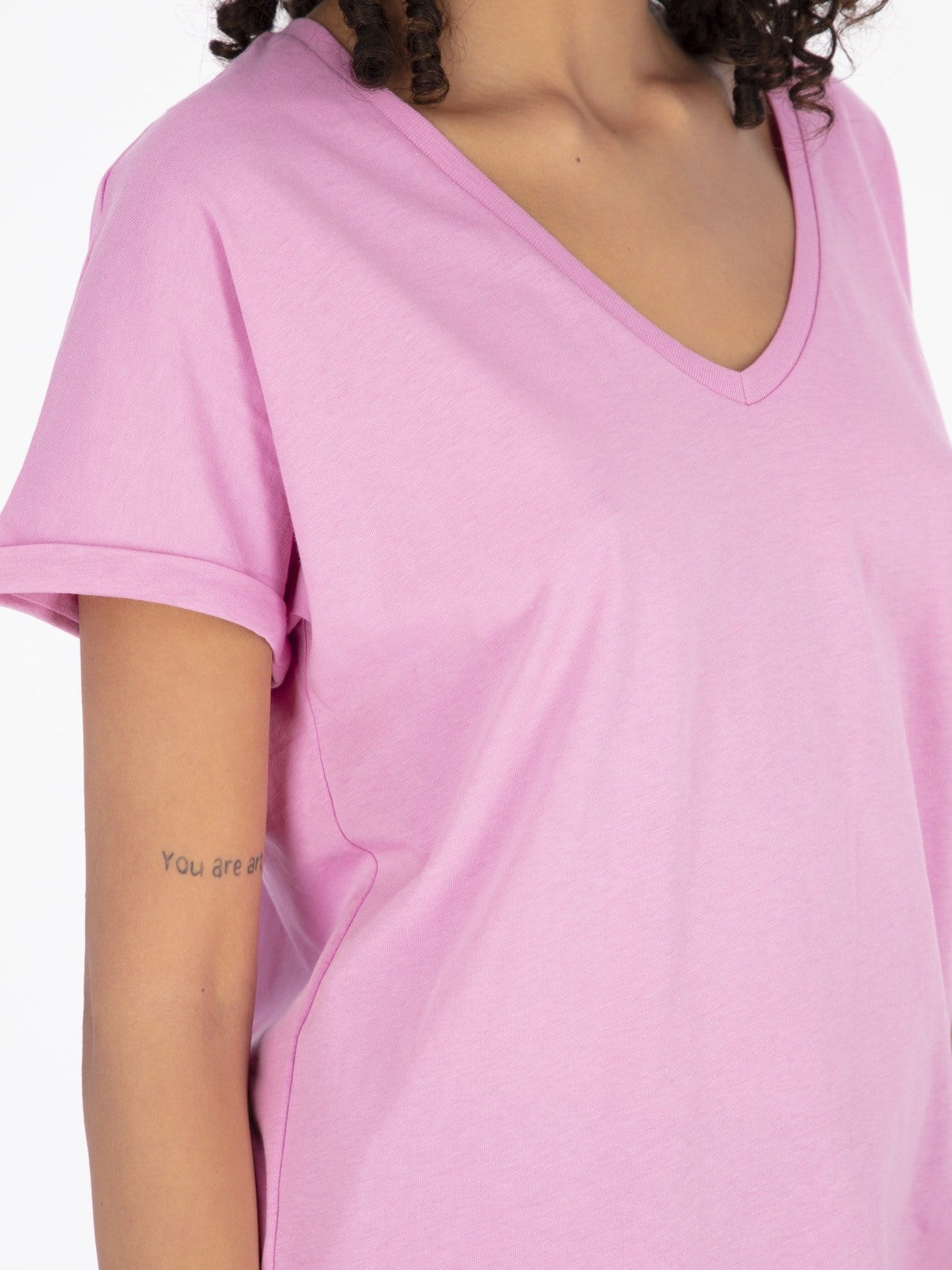 OR Tops & Blouses Neon Fuchsia / S Basic Cap Sleeve V Neck Top