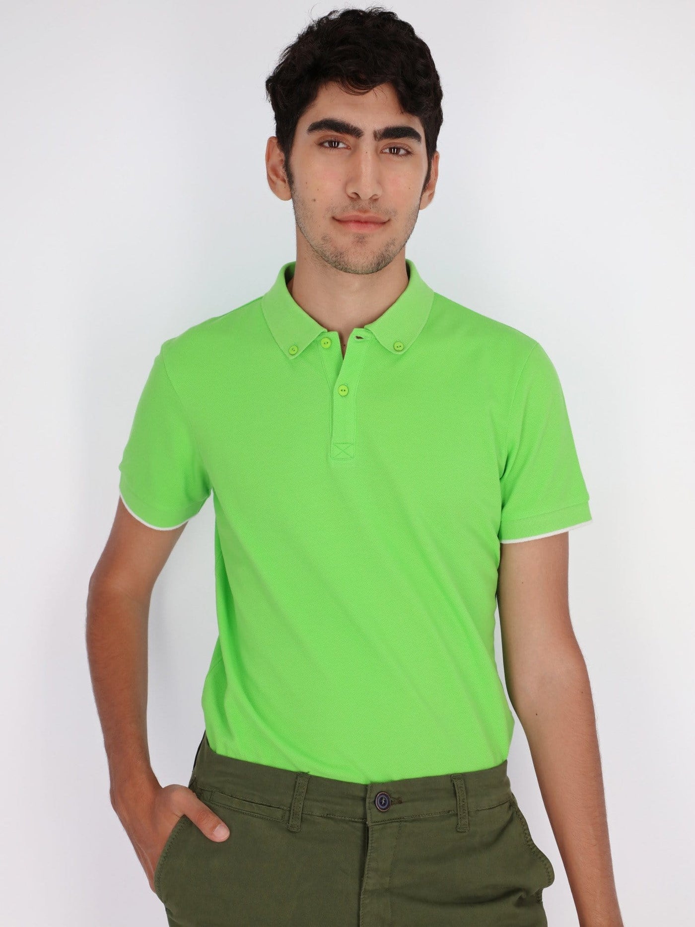 OR Polos Turned-Down Collar Button-Up Short Sleeve Polo Shirt