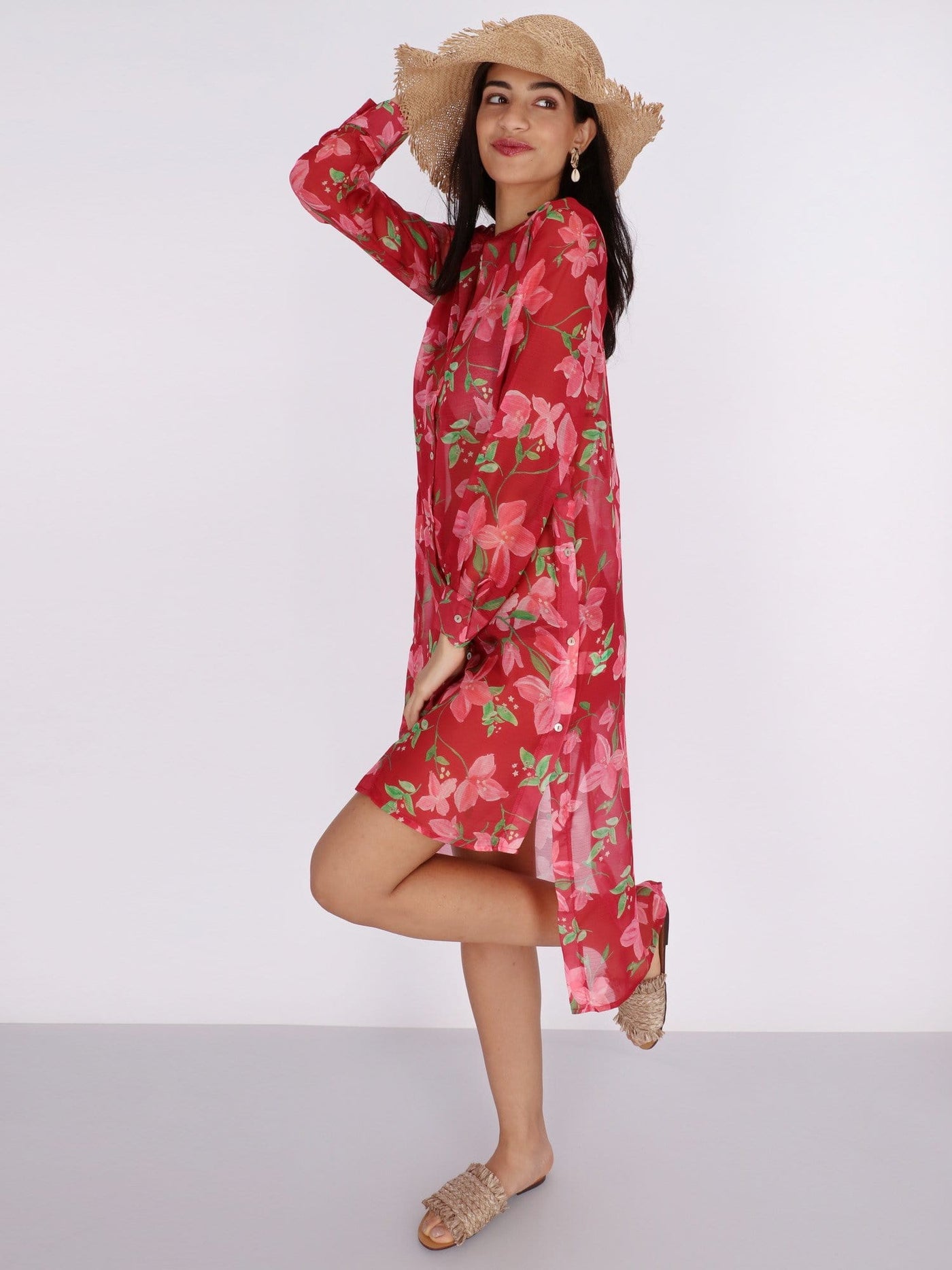 OR Swimwear Button Down Floral Cover Up