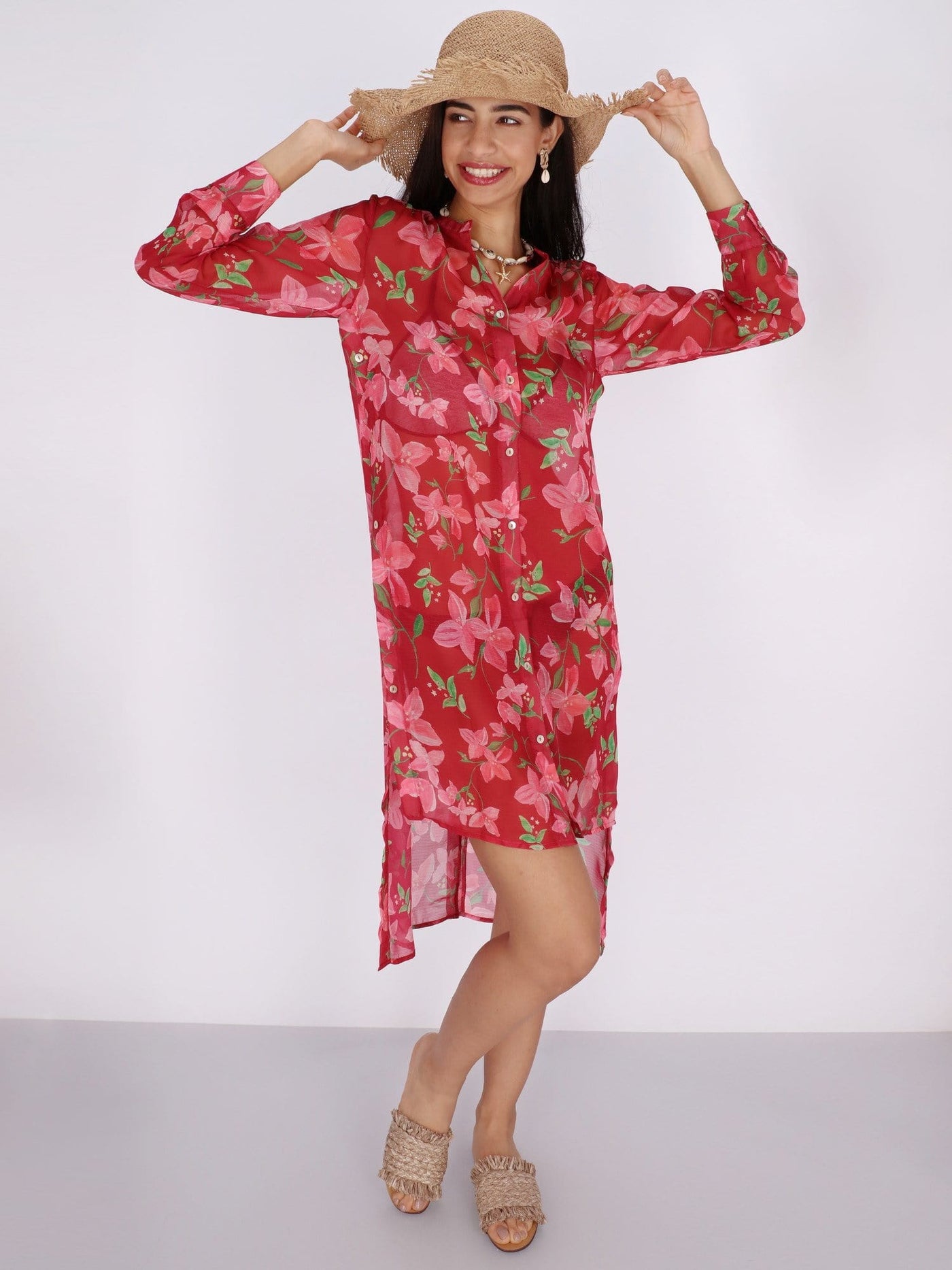 OR Swimwear Button Down Floral Cover Up