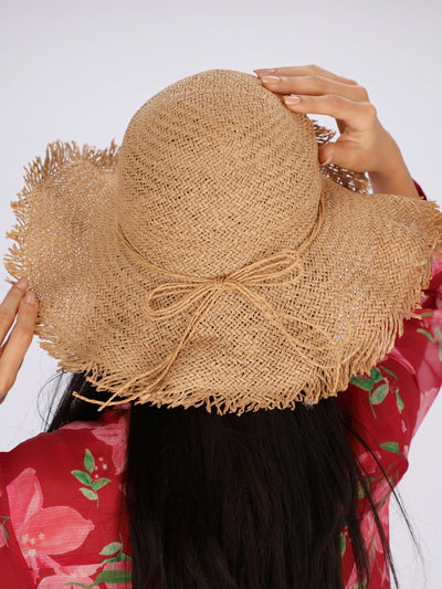 OR Hats & Scarves Beige / Os Raw Trims Straw Hat