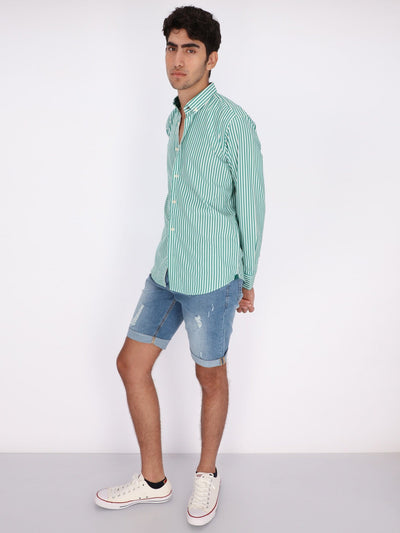 OR Pants & Shorts Light Wash Ripped Denim Shorts with Rolled-up Trims