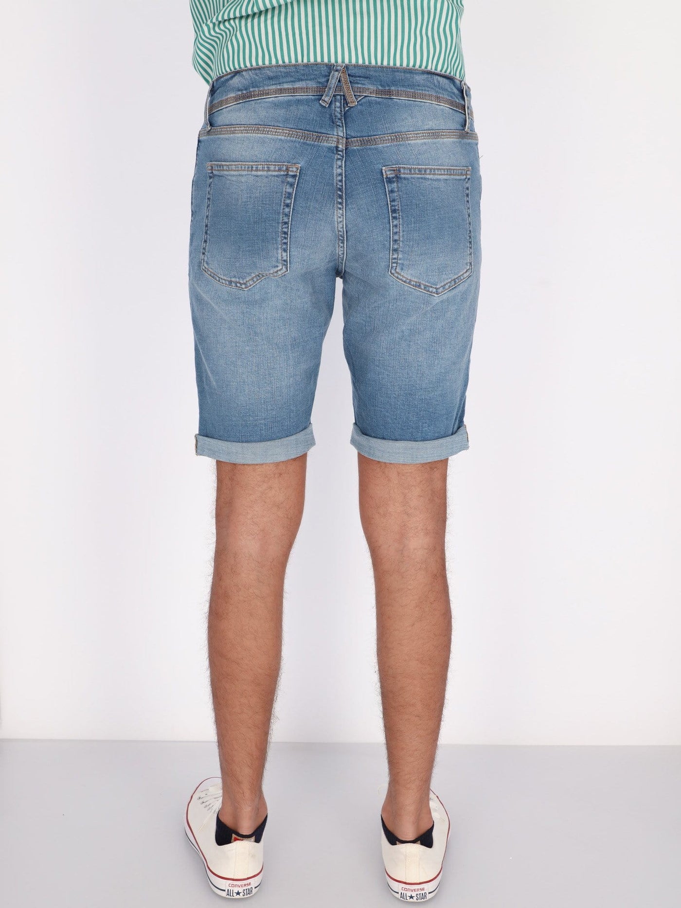 OR Pants & Shorts Light Wash Ripped Denim Shorts with Rolled-up Trims