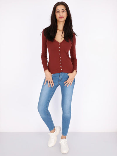 OR Jackets & Cardigans Basic Buttoned Jumper with V Neck