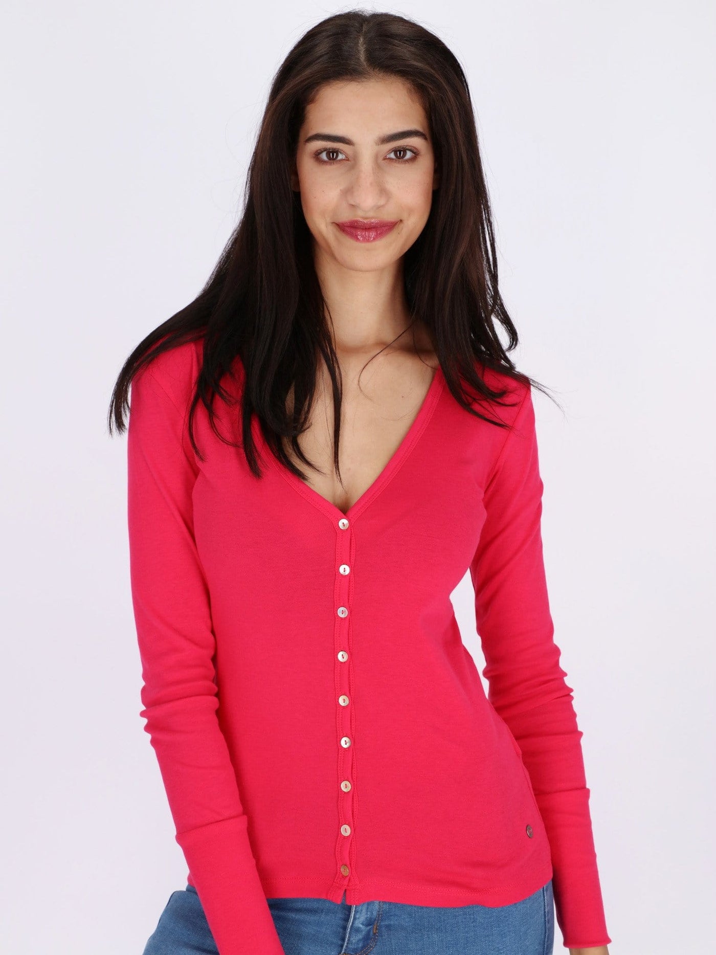 OR Jackets & Cardigans Love Potion / L Basic Buttoned Jumper with V Neck