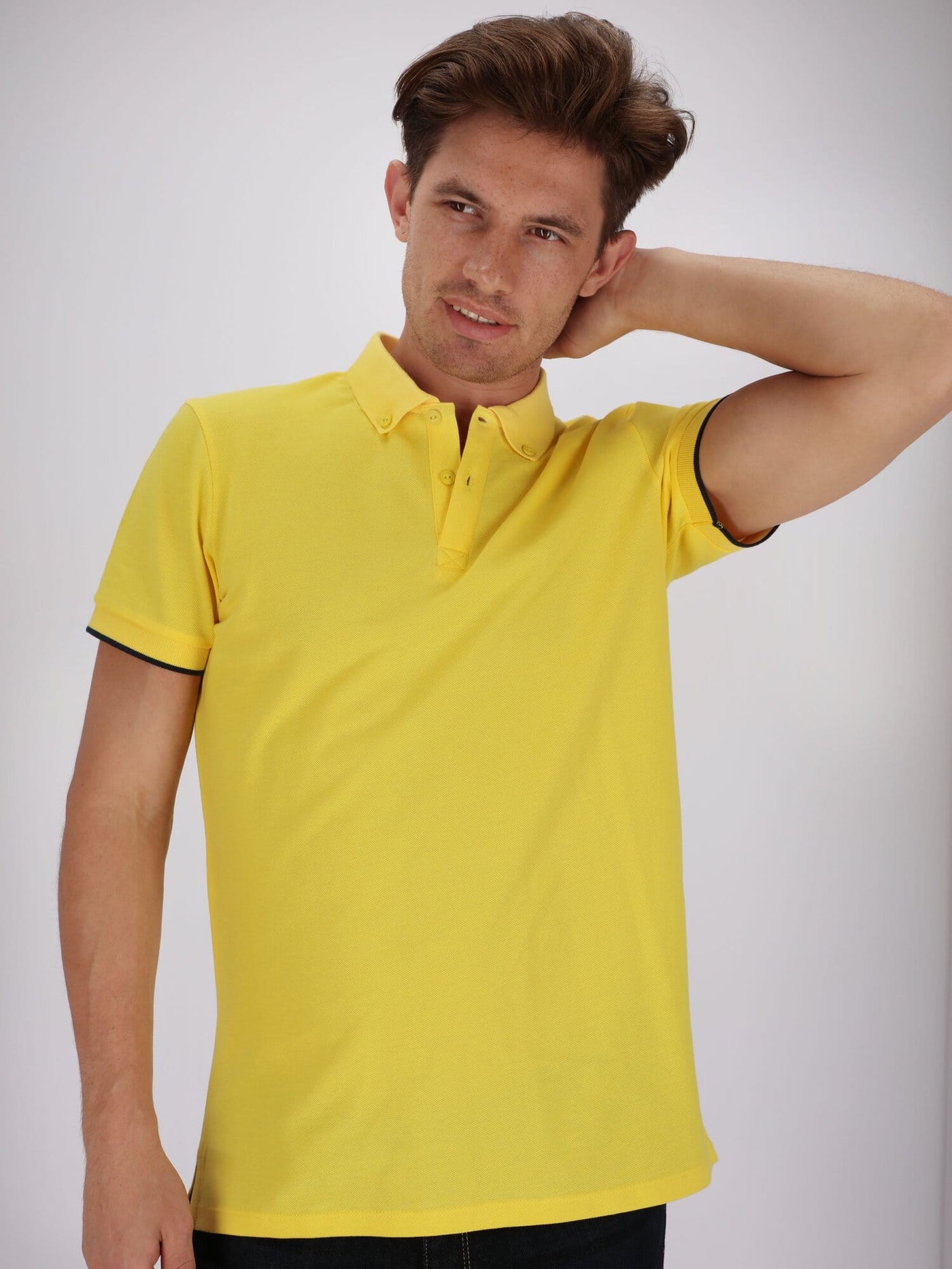 OR Polos Turned-Down Collar Button-Up Short Sleeve Polo Shirt