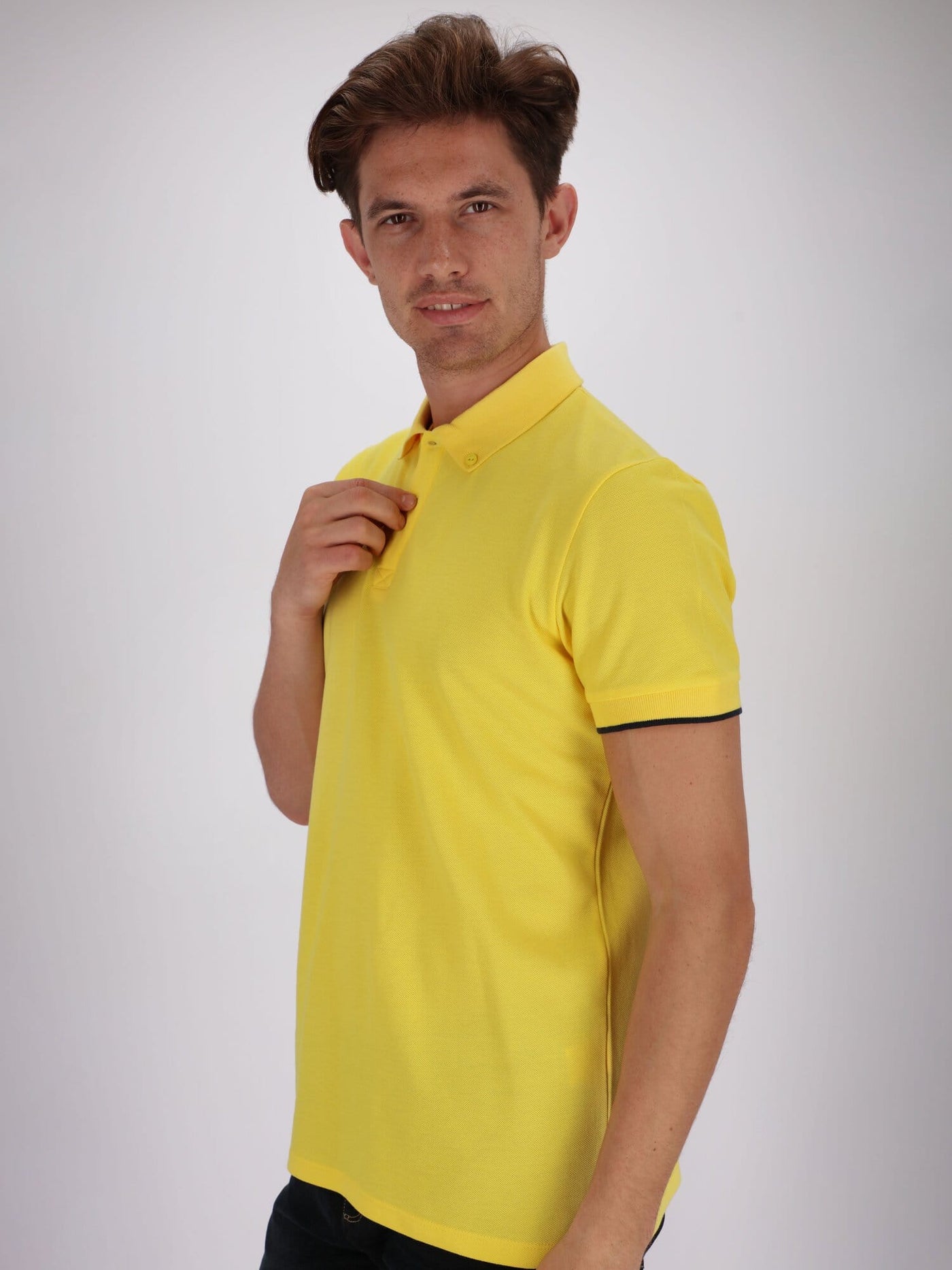 OR Polos Turned-Down Collar Button-Up Short Sleeve Polo Shirt