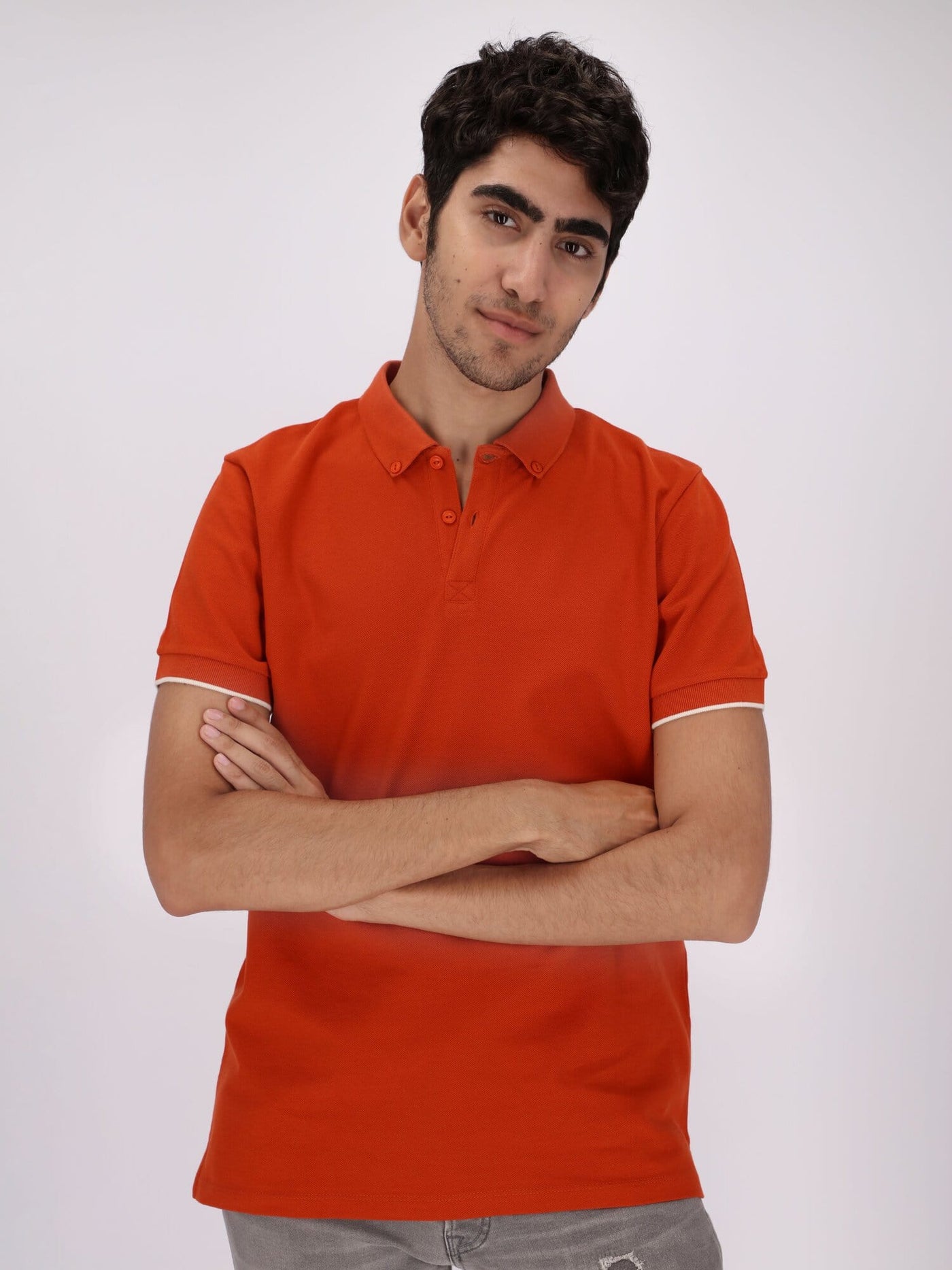 OR Polos Turned-Down Collar Button-Up Short Sleeve Polo Shirt