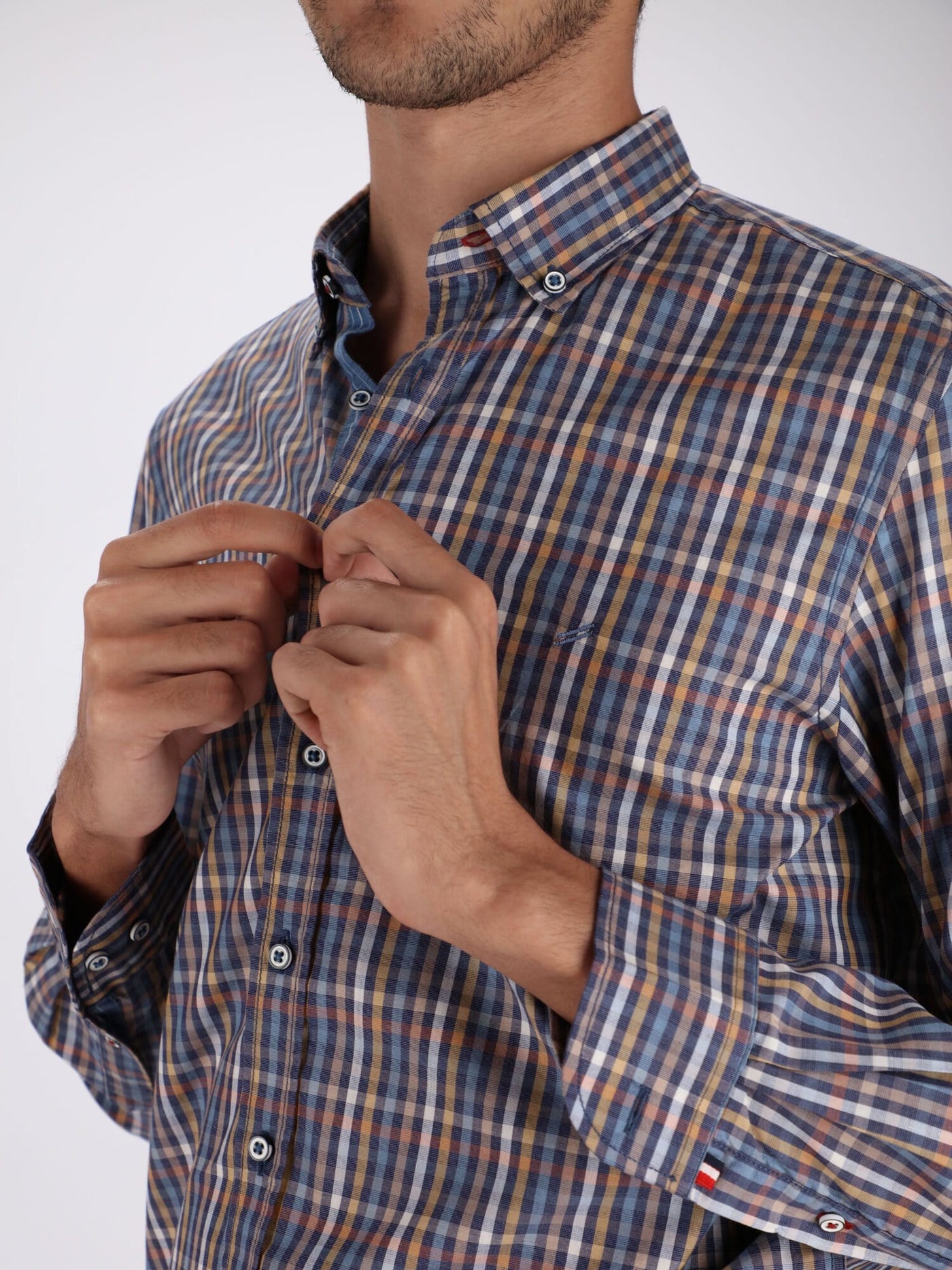 Daniel Hechter Shirts Blue / S Mini Checks Long Sleeve Shirt