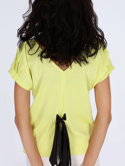 OR Tops & Blouses Back Ribbon Top with Puff Sleeves