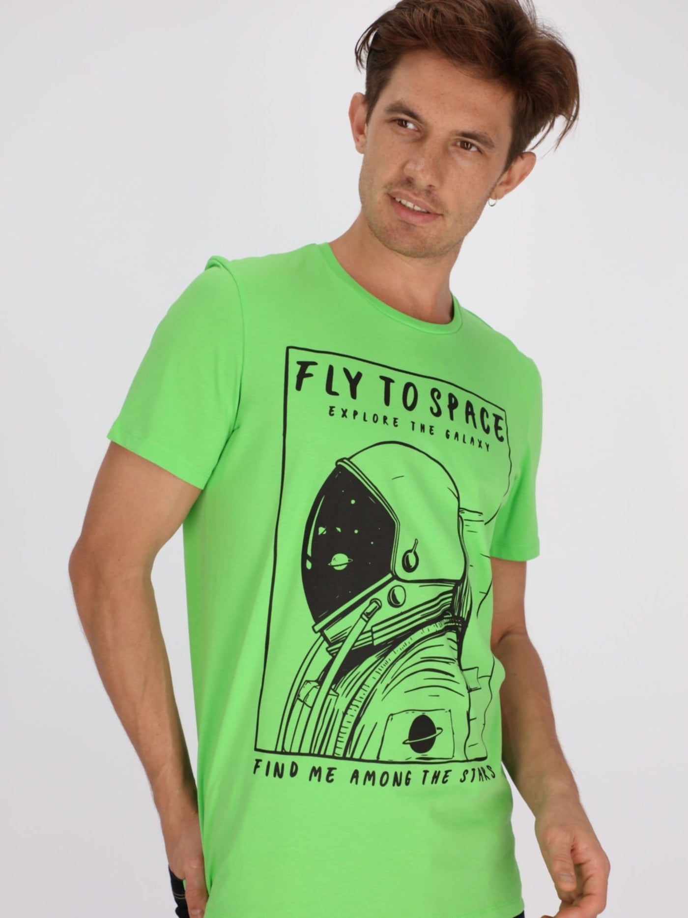 OR T-Shirts Front Print Fly to Space Short Sleeve T-Shirt