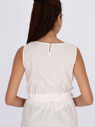 OR Tops & Blouses White / S Sleeveless Gathered Waist With Side Tie Blouse