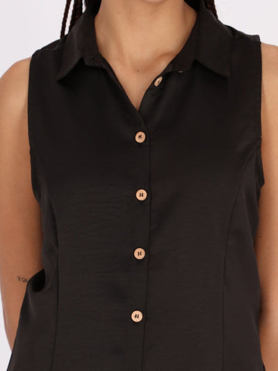 OR Tops & Blouses Basic Sleeveless Shirt with Turn-Down Collar