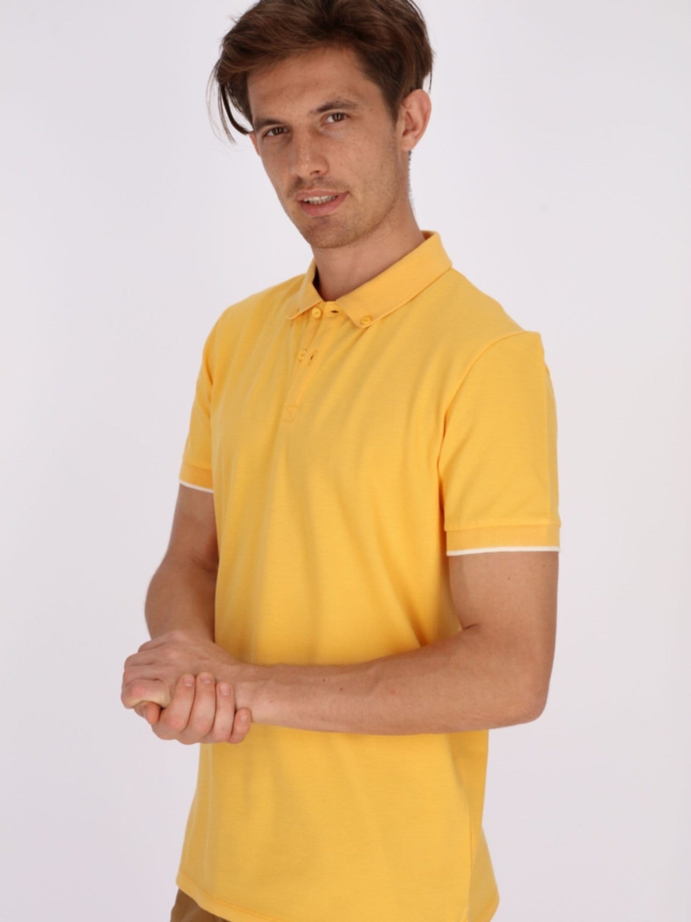 OR Polos Turned-Down Collar Button-Up Short Sleeve Polo Shirt