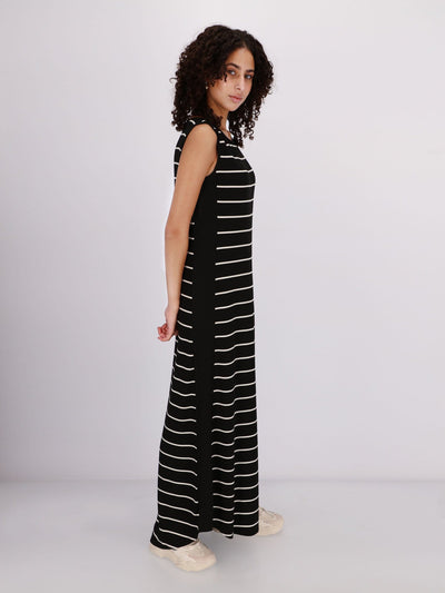 OR Dresses & Jumpsuits BLACK / S Sleeveless Sheath Dress with Horizontal Stripes