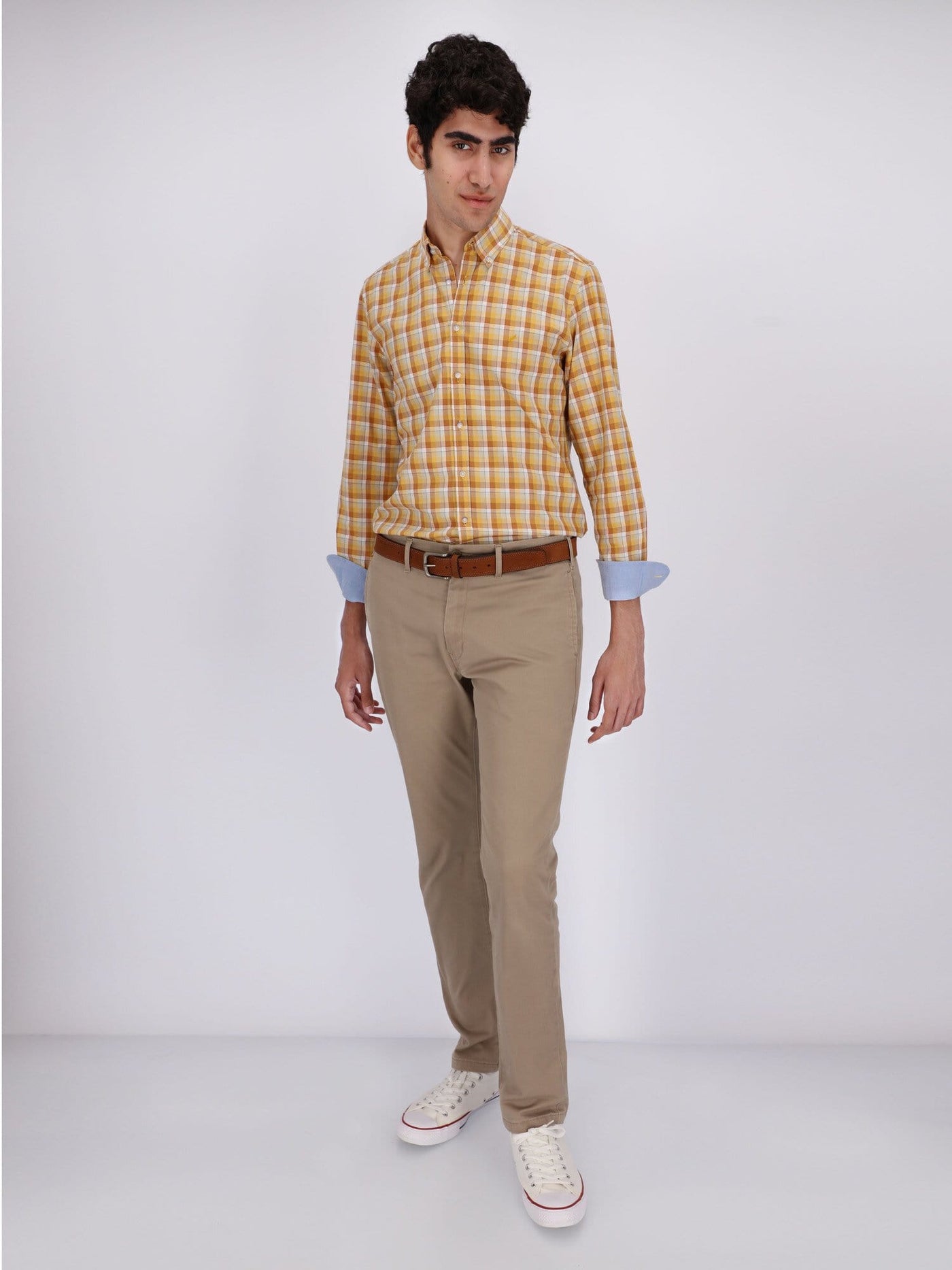 Daniel Hechter Shirts Mustard / S Long Sleeve Plaids Shirt with button-down Collar