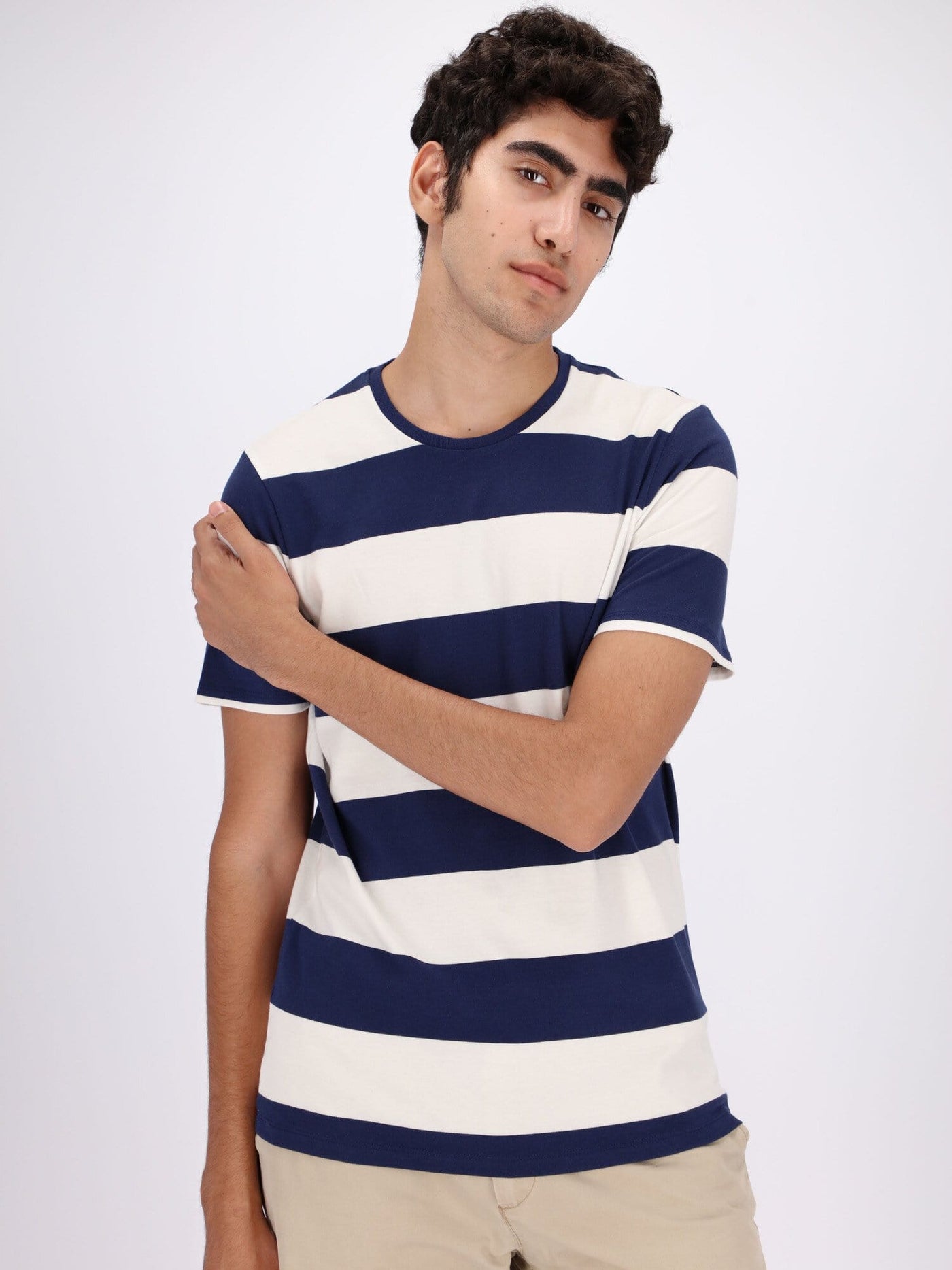 Daniel Hechter T-Shirts Horizontal Stripes Bold Lines T-Shirt