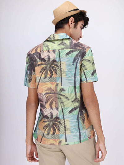 Daniel Hechter Shirts All-Over Palm Print Turn-Down Collar Shirt