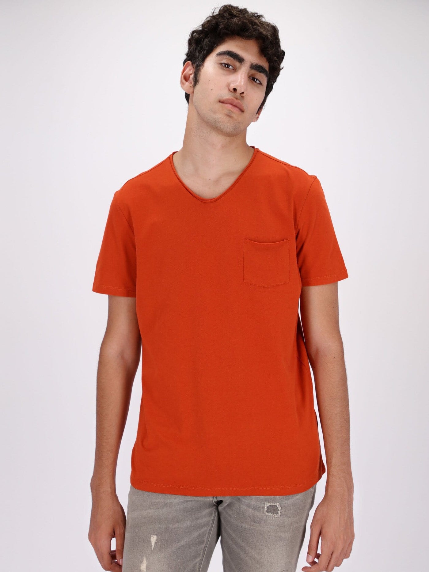 OR T-Shirts Chest Pocket V-Neck Solid T-Shirt