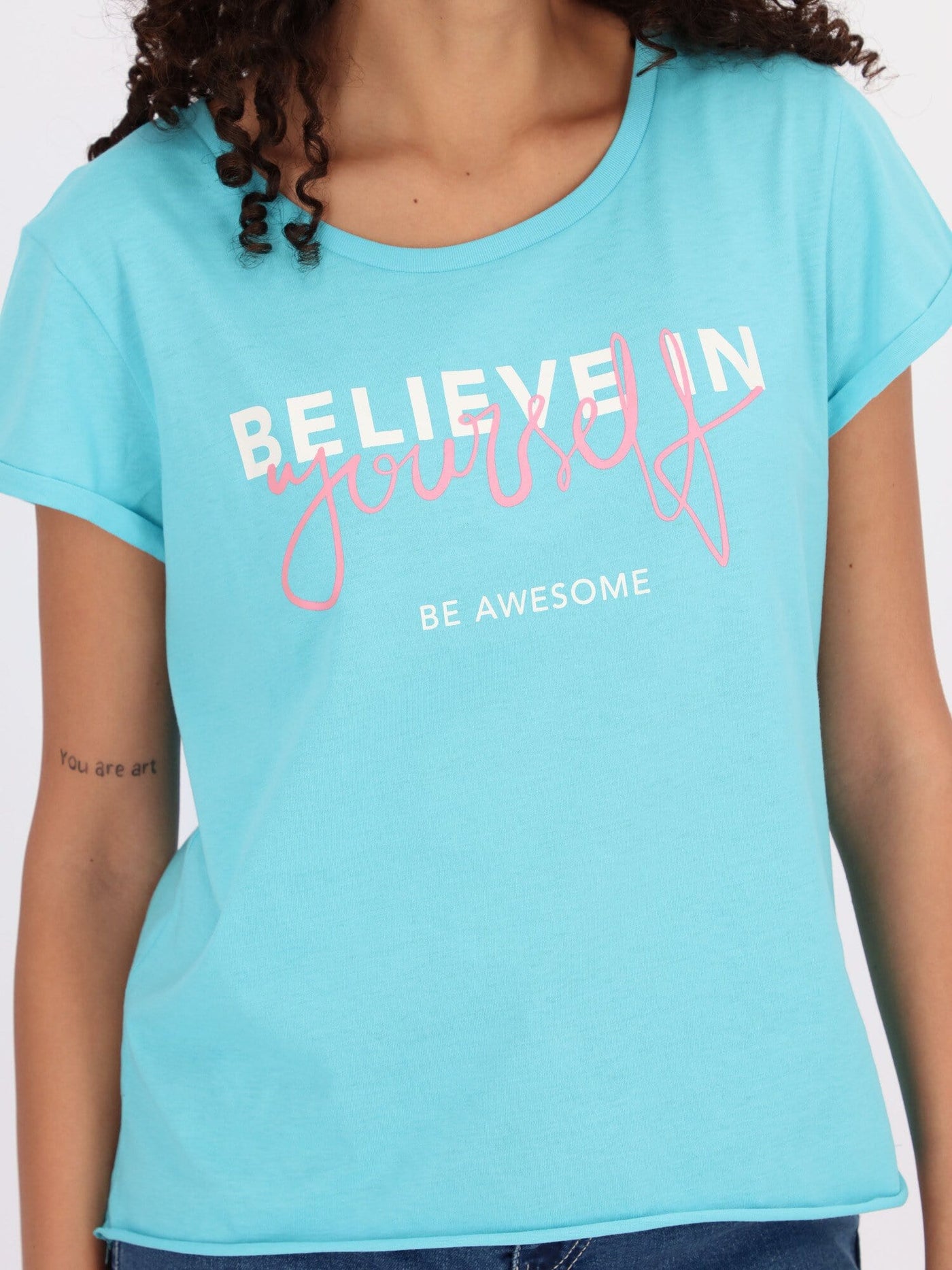 OR Tops & Blouses Love Yourself Front Text Print Short Sleeve Top