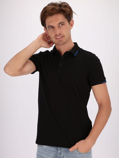 OR Polos Black / M Self Patterned Polo Shirt