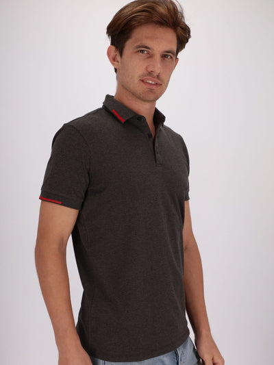 OR Polos Grey / M Self Patterned Polo Shirt