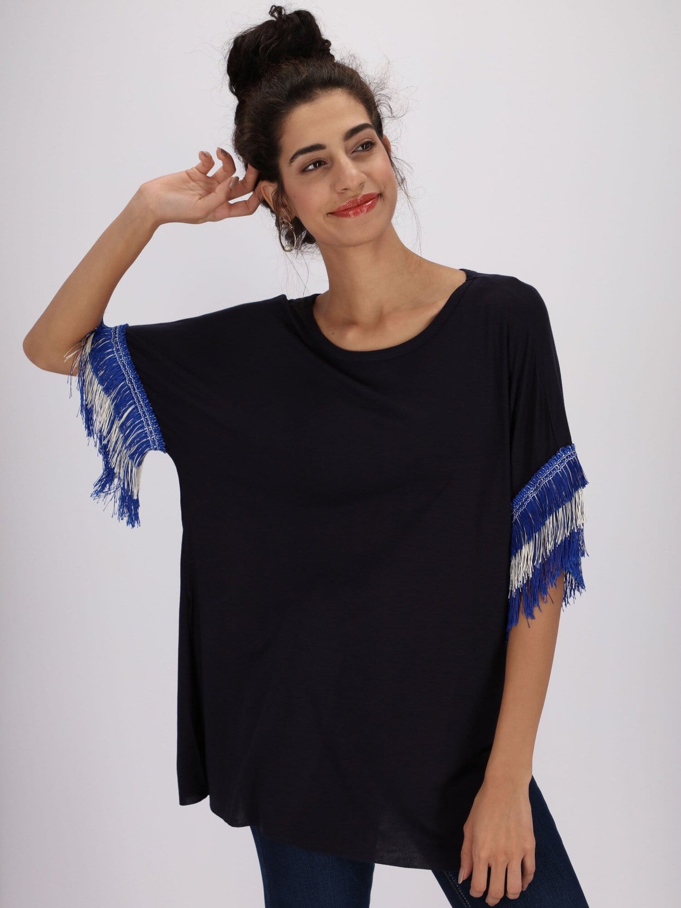 OR Tops & Blouses Front Knotted Top with Tassels Kimono Sleeve