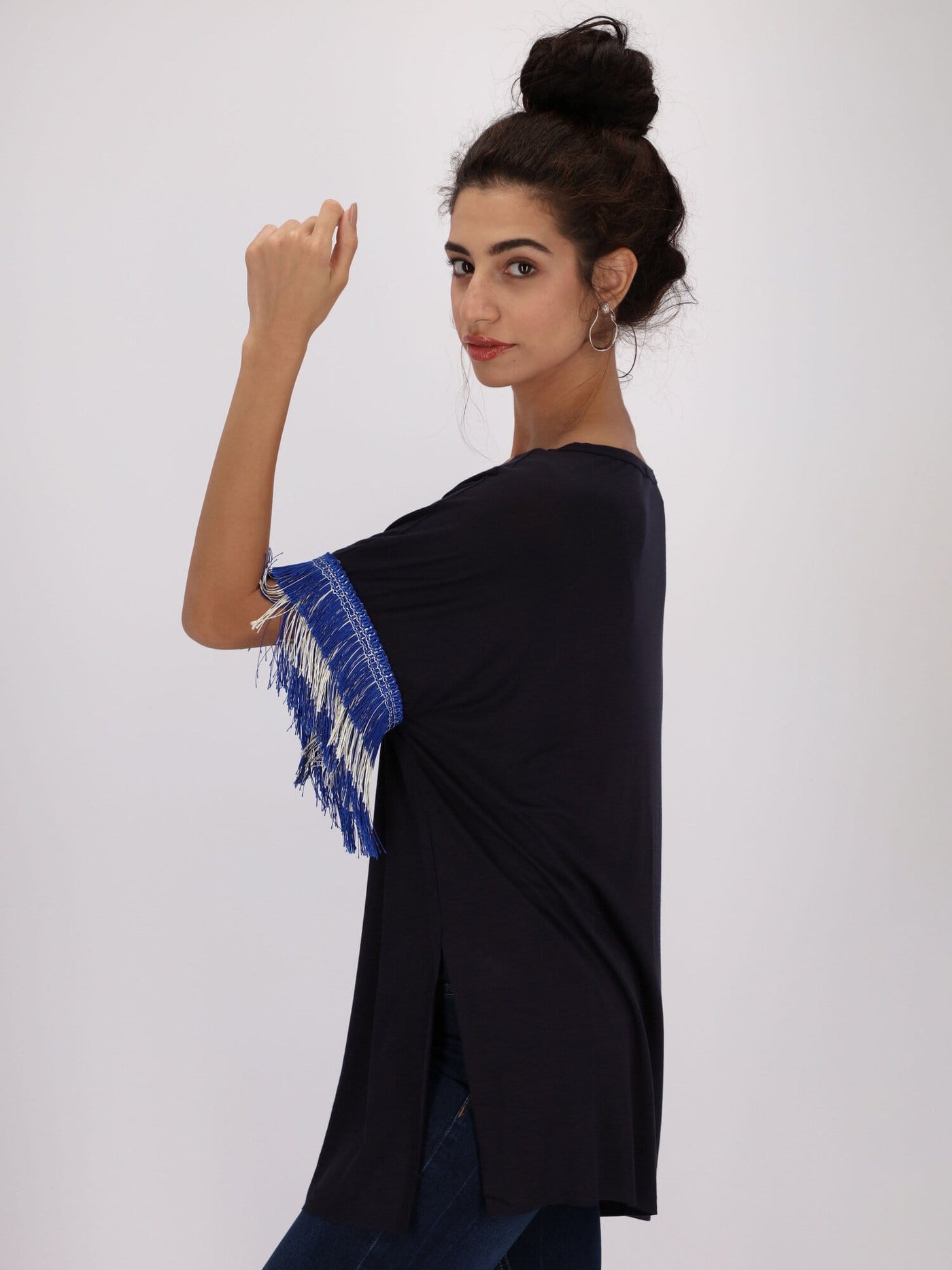 OR Tops & Blouses Front Knotted Top with Tassels Kimono Sleeve