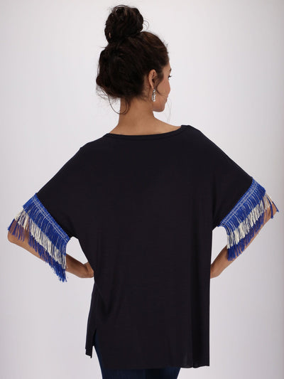 OR Tops & Blouses Front Knotted Top with Tassels Kimono Sleeve