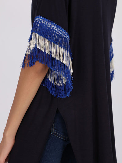 OR Tops & Blouses Front Knotted Top with Tassels Kimono Sleeve