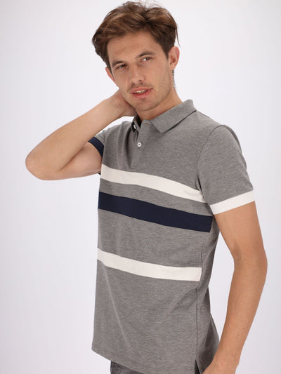 OR Polos Striped Polo Shirt with Turn-Down Collar